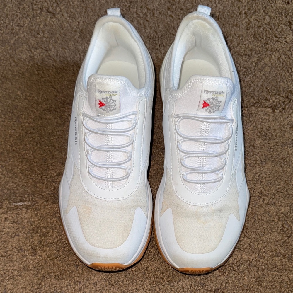 Reebok Kid’s White and Tan Sneakers